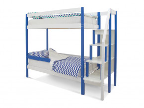 Двухъярусная кровать Svogen с бортиком синий-белый в Дегтярске - degtyarsk.magazinmebel.ru | фото - изображение 1