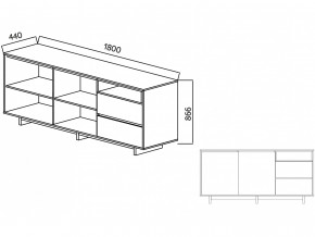 Комодино Moderno-1800 В-1 Ф6 в Дегтярске - degtyarsk.magazinmebel.ru | фото - изображение 4