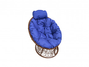 Кресло Папасан мини с ротангом синяя подушка в Дегтярске - degtyarsk.magazinmebel.ru | фото