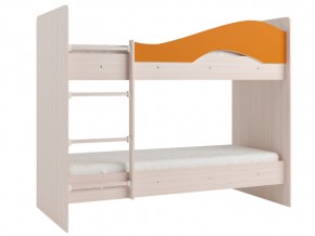 Кровать 2-х ярусная Мая на латофлексах млечный дуб, оранжевая в Дегтярске - degtyarsk.magazinmebel.ru | фото