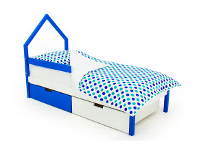 Кровать-домик мини Svogen с ящиками и бортиком сине-белый в Дегтярске - degtyarsk.magazinmebel.ru | фото - изображение 1
