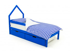 Кровать-домик мини Svogen с ящиками и бортиком синий в Дегтярске - degtyarsk.magazinmebel.ru | фото - изображение 1