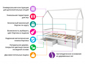 Кровать-домик Svogen с фото с ящиками и бортиком белый/динозаврики в Дегтярске - degtyarsk.magazinmebel.ru | фото - изображение 2