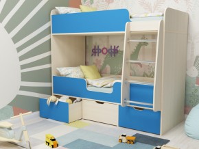 Кровать двухъярусная Малыш двойняшка дуб молочный-голубой в Дегтярске - degtyarsk.magazinmebel.ru | фото - изображение 1