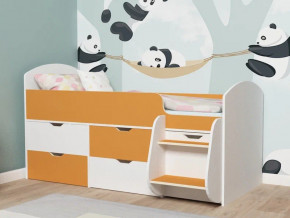 Кровать Малыш-7 белое дерево-оранжевый в Дегтярске - degtyarsk.magazinmebel.ru | фото - изображение 1