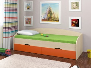 Кровать Соня 2 дуб молочный-оранжевый в Дегтярске - degtyarsk.magazinmebel.ru | фото