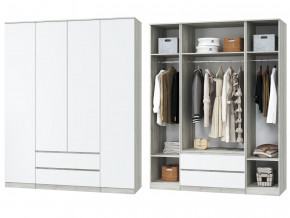 Шкаф для одежды четырехдверный Лори дуб серый, белый в Дегтярске - degtyarsk.magazinmebel.ru | фото - изображение 1