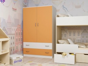 Шкаф двухстворчатый белый-оранж в Дегтярске - degtyarsk.magazinmebel.ru | фото